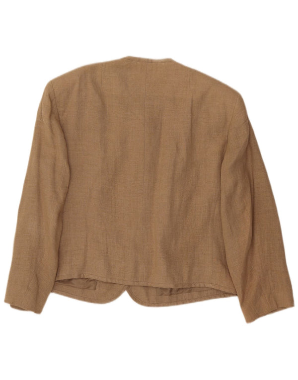 Julius Lang Chaqueta Blazer de 5 Botones para Mujer UK 46 Grande Lino Floral Beige