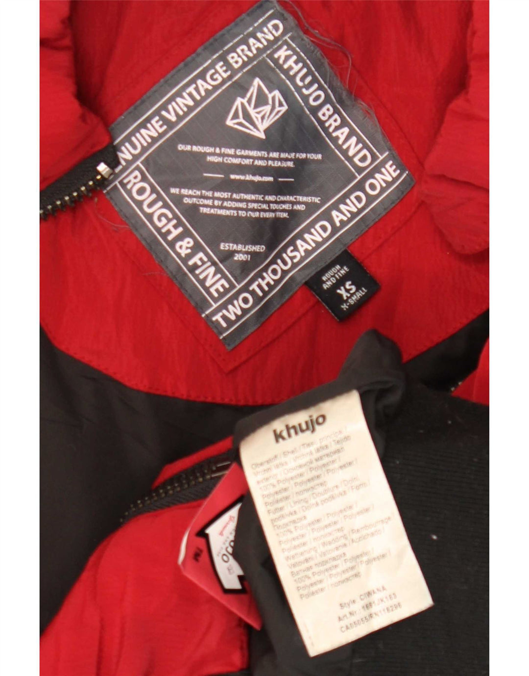 KHUJO Chaqueta acolchada para mujer UK 6 XS Rojo Colorblock Poliéster