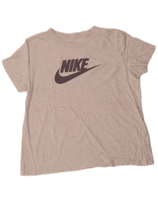NIKE Camiseta gráfica para mujer UK 40 XL Algodón moteado gris