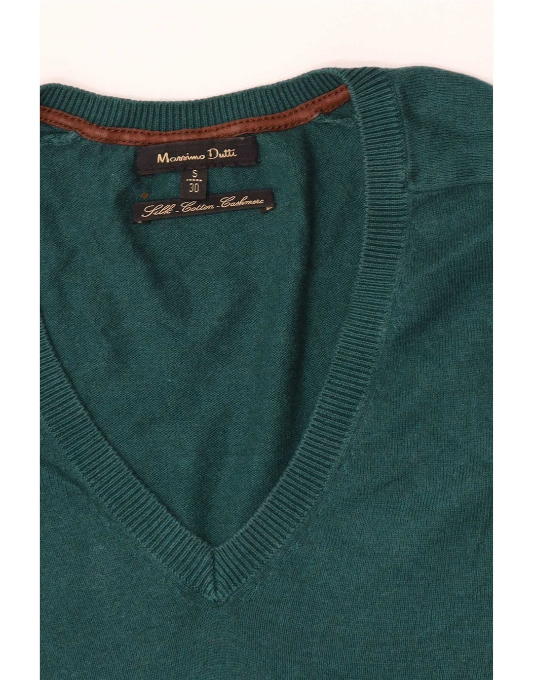 Massimo Dutti Hombre Jersey Cuello Pico Small Seda Verde