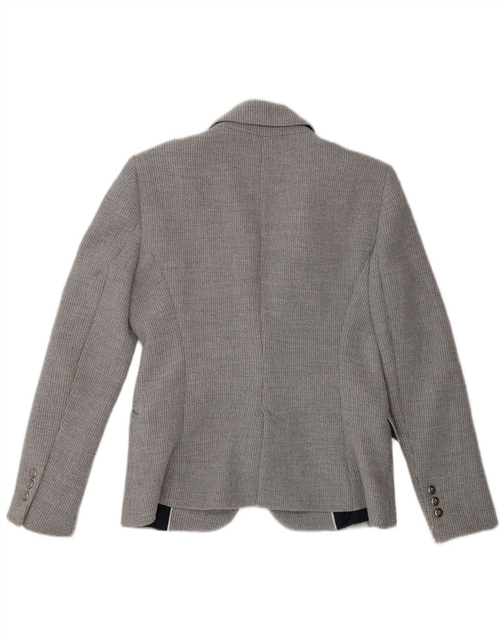 Zara Chaqueta Blazer De 1 Botón Para Mujer UK 46 Poliéster Gris Grande