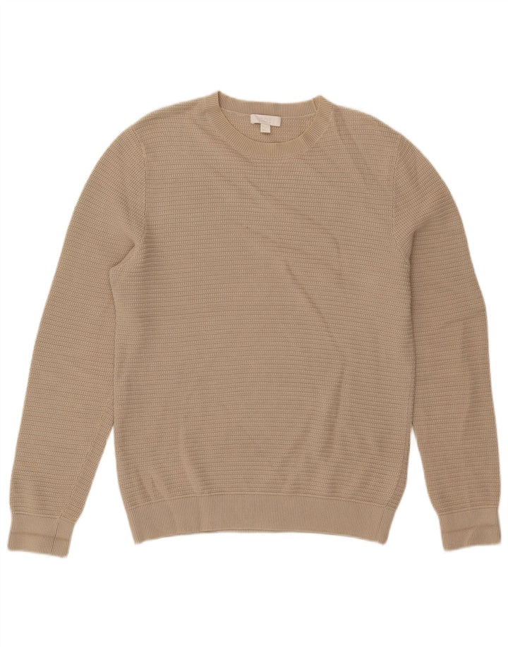 Cos Mens Barco Cuello Jersey Suéter Pequeño Algodón Beige