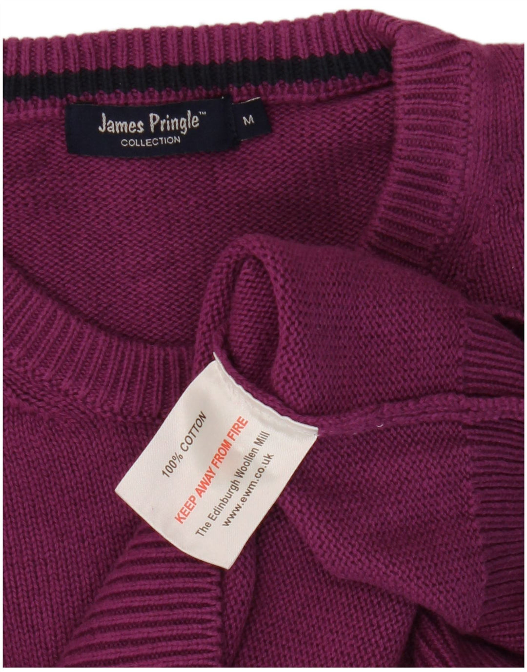JAMES PRINGLE Jersey de cuello redondo para hombre de algodón morado medio