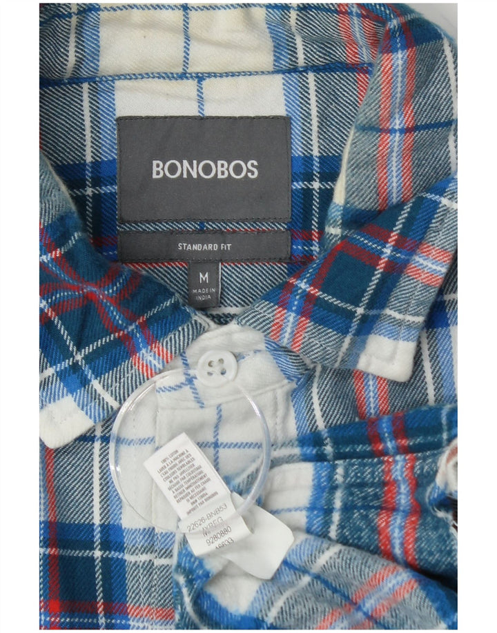 BONOBOS Camisa de franela de ajuste estándar para hombre Algodón a cuadros azul medio