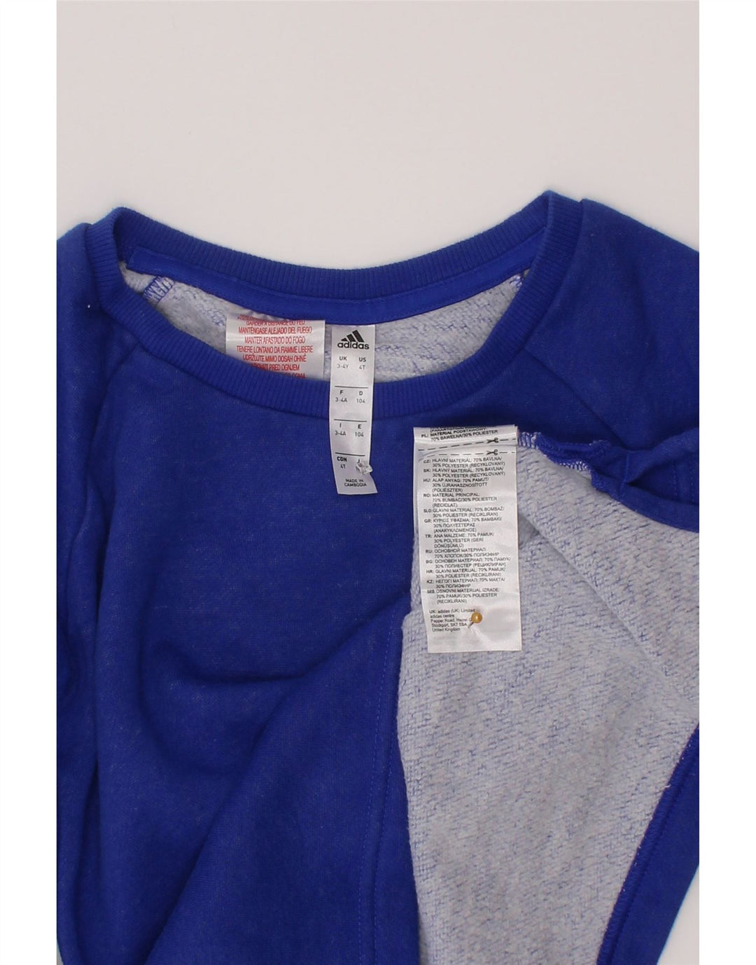 Adidas Sudadera para niño Jumper 3-4 años Azul Algodón