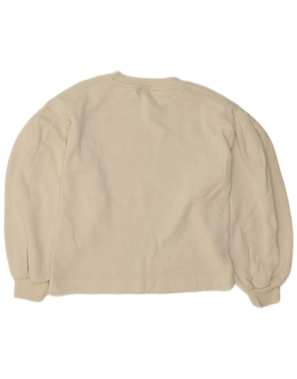 Zara Mujer Sudadera Extragrande Jersey UK 10 Small Off White Cotton