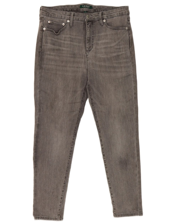 Ralph Lauren - Vaqueros ajustados para mujer, talla 12, grande, W30, L26, algodón gris