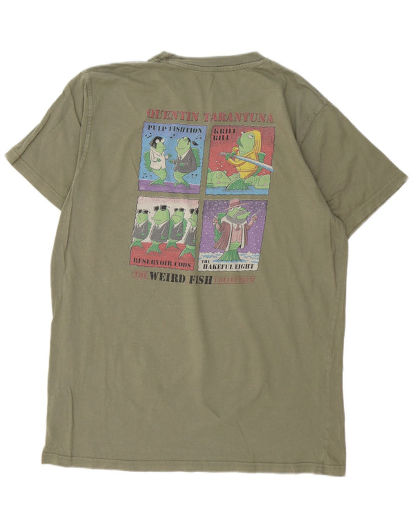 Weird Fish Camiseta gráfica para hombre Top grande de algodón caqui