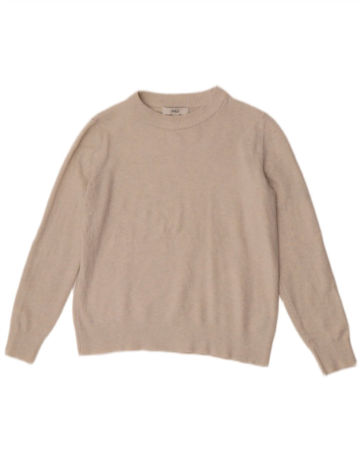 Marks & Spencer Jersey con Cuello Barco para Mujer UK 10 Small Beige Poliéster
