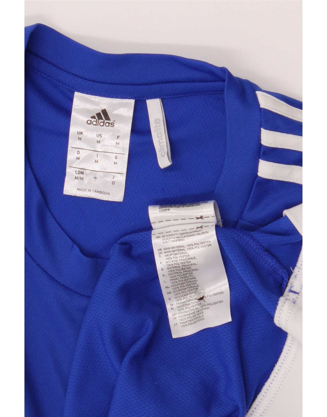 Adidas Hombre Climalite Camiseta Top Azul Medio Colorblock Poliéster