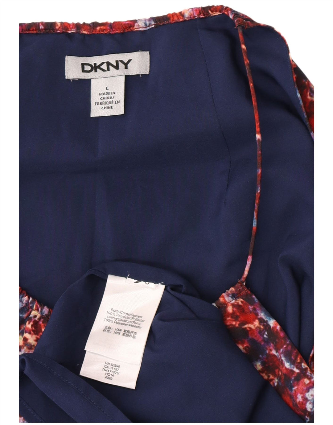 Dkny Vestido tubo sin mangas con estampado abstracto para mujer, talla 44, color rojo