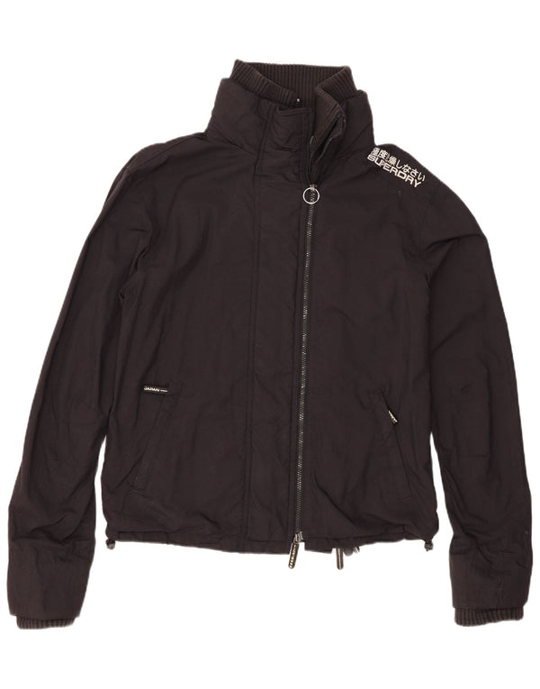 Chaqueta impermeable Superdry para mujer, talla 44, nailon negro mediano