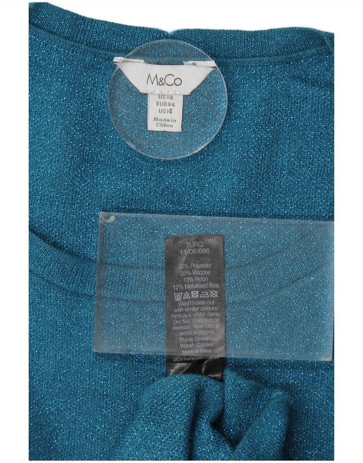 M&CO Jersey de cuello redondo para mujer UK 40 XL Poliéster azul