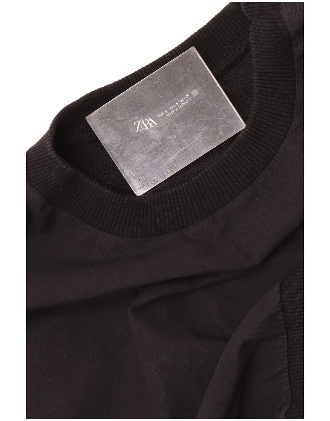 Zara Mujer Crop Sudadera Jumper UK 10 Small Negro