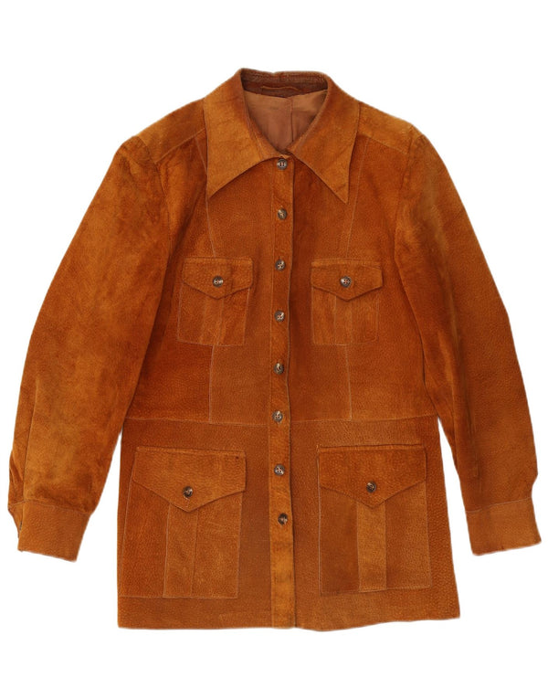 Chaqueta de ante vintage para mujer IT 42 Marrón medio
