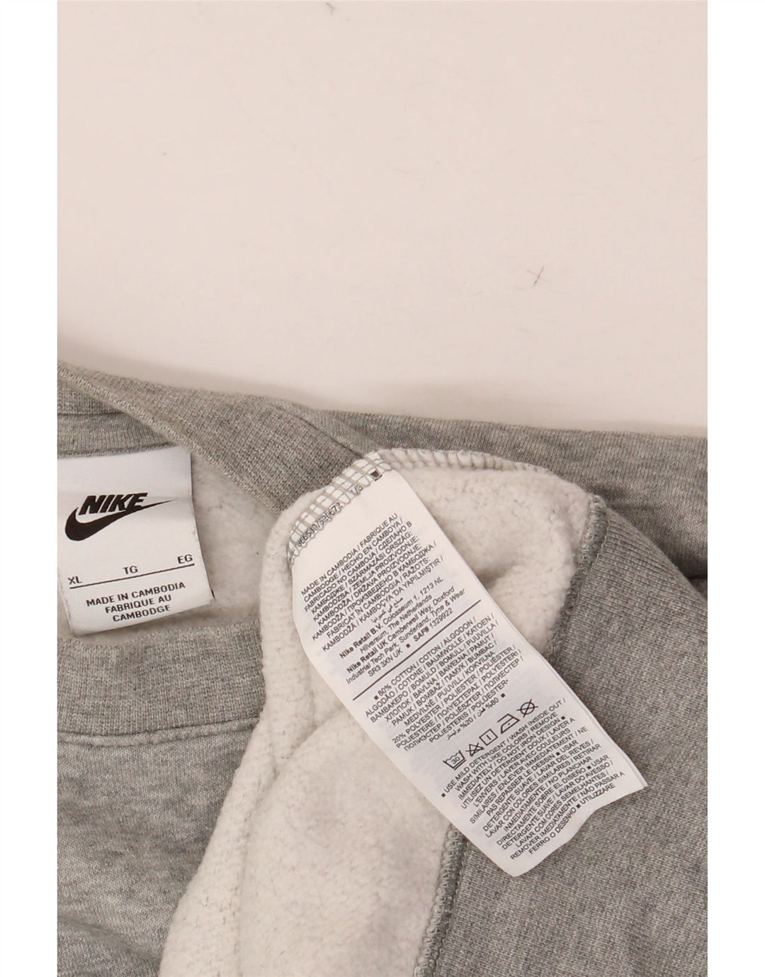 NIKE Hombre Sudadera Gráfica Jumper XL Gris Algodón