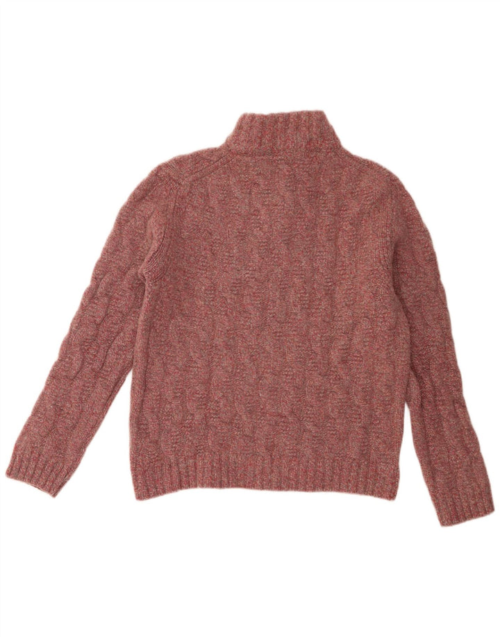 Massimo Dutti Jersey Mujer Cuello Botones UK 20 2XL Lana Rosa
