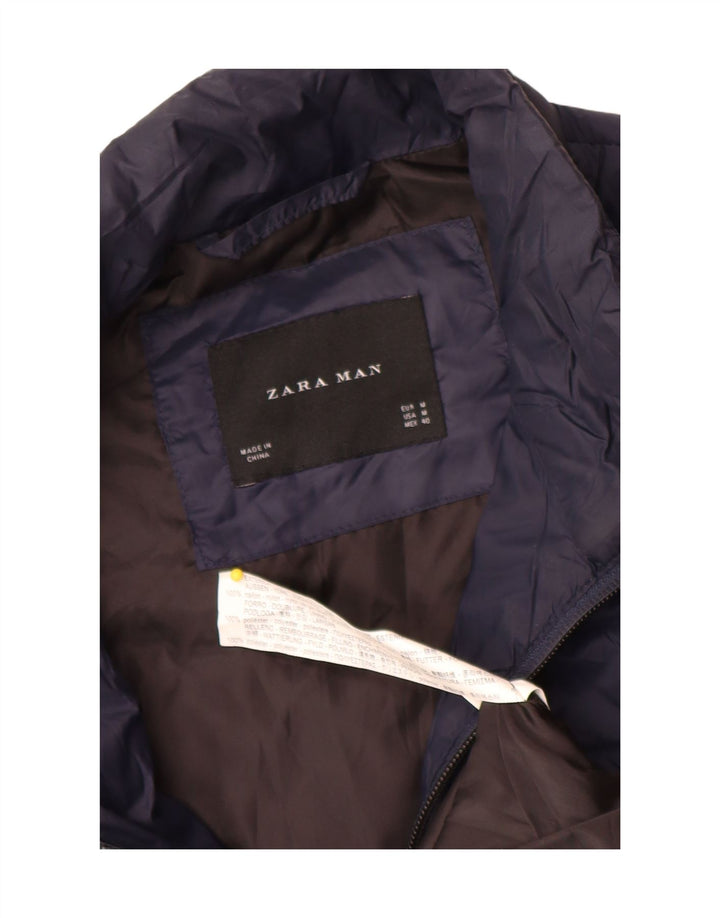 Zara Hombre Chaleco Acolchado UK 38 Medium Azul Marino Nylon