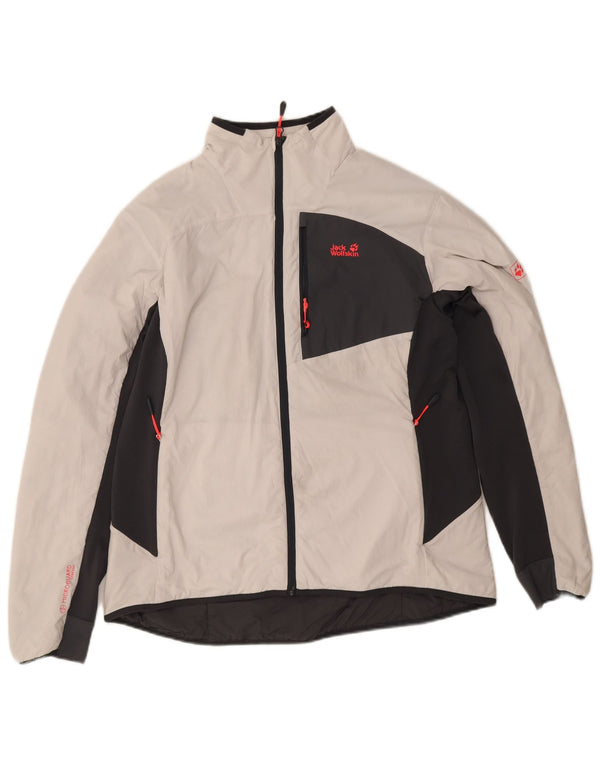 Jack Wolfskin Chaqueta cortavientos para mujer UK 40 XL Blanco Colorblock