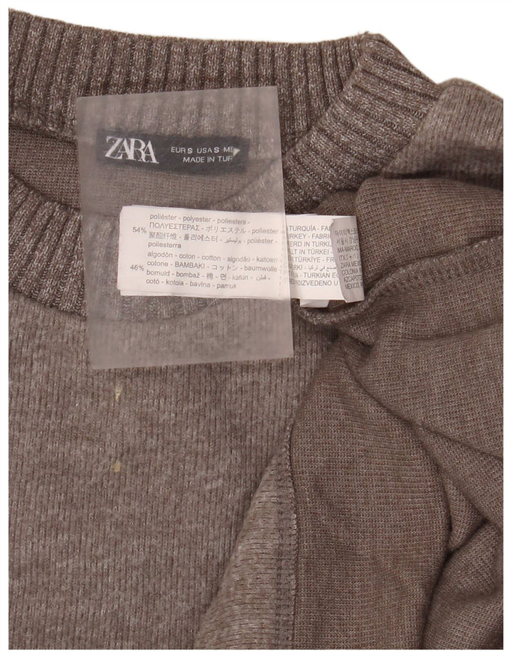 Zara Mujer Suéter De Cuello Redondo De Gran Tamaño UK 10 Pequeño Poliéster Gris
