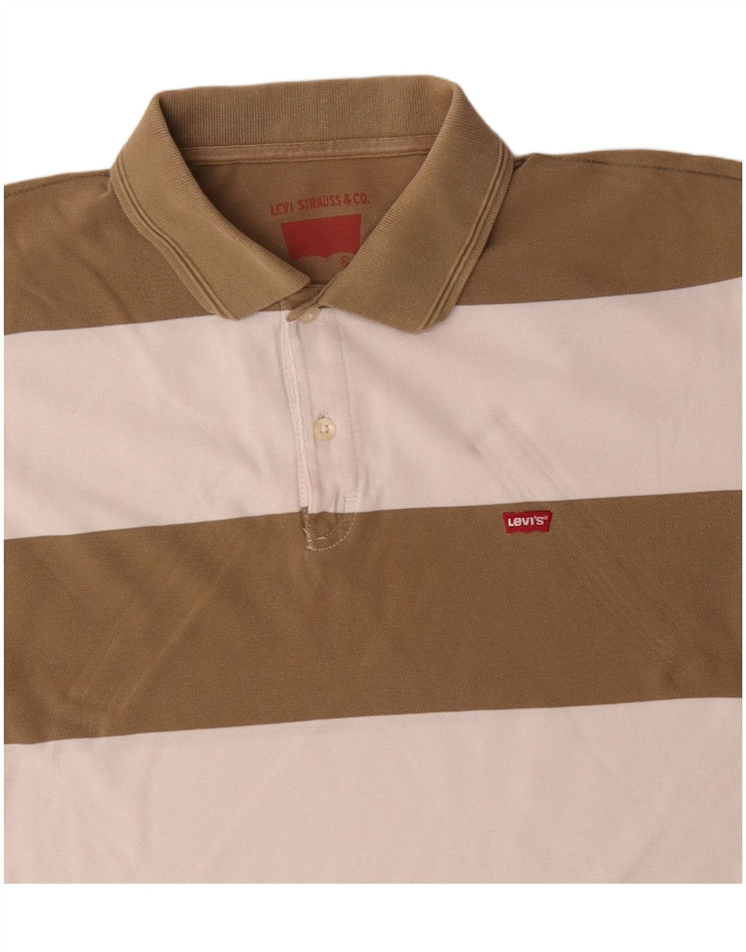 LEVI'S Polo de rugby para hombre de algodón a rayas caqui grande