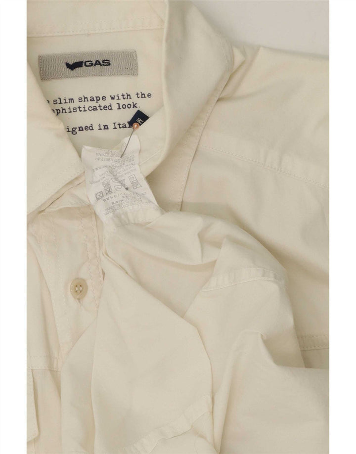 Camisa Gas Hombre Manga Corta Algodón Blanco Mediano