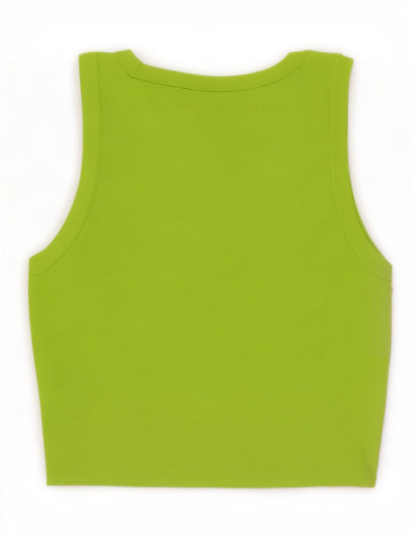 Zara Mujer Crop Vest Top UK 8 Small Viscosa Verde