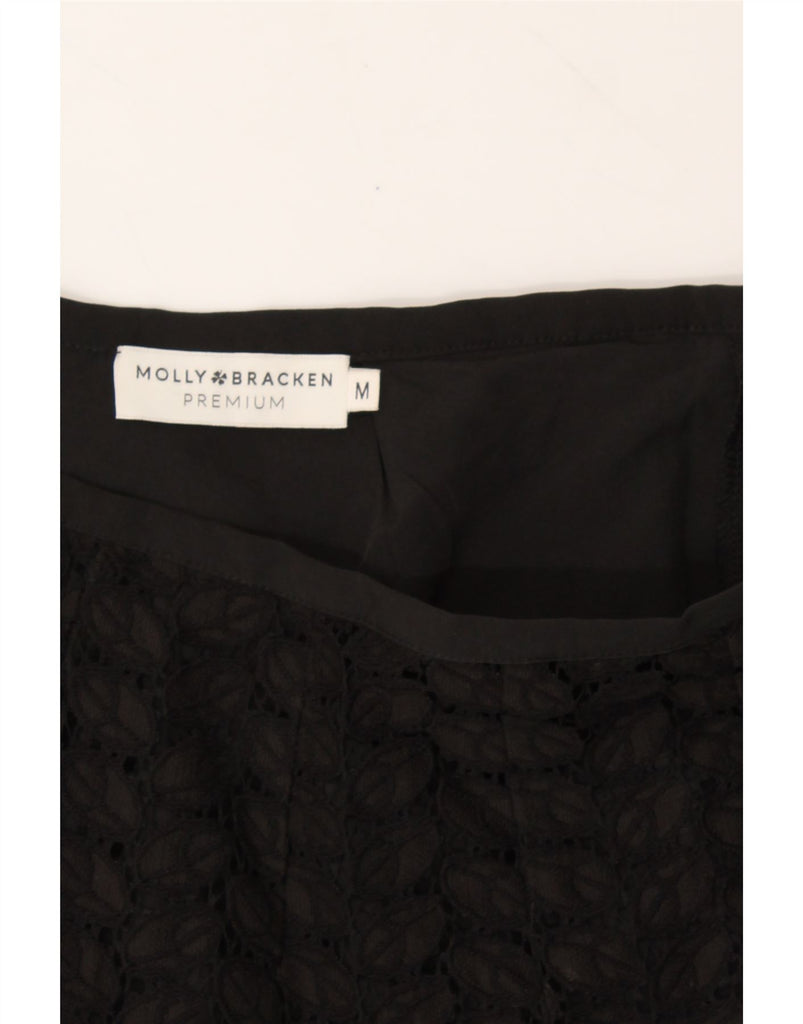 MOLLY BRACKEN Womens Flared Skirt Medium W30 Black Floral Polyamide Vintage Molly Bracken and Second-Hand Molly Bracken from Messina Hembry 