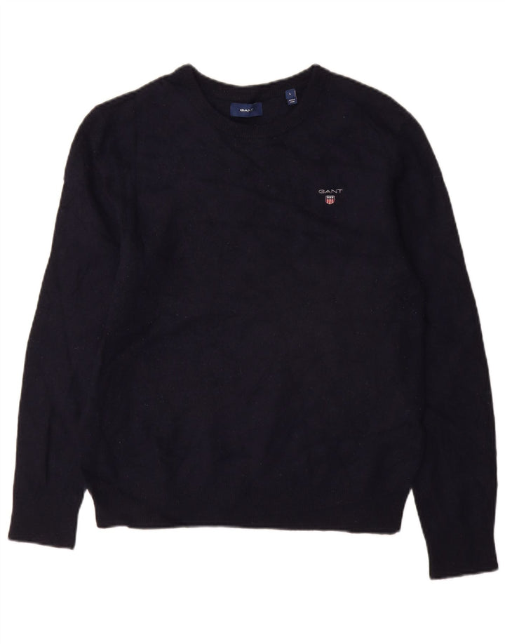 Gant - Jersey de cuello redondo para mujer, talla 40, talla grande, lana azul marino