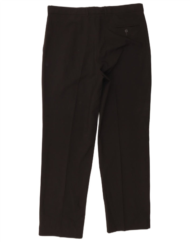Marks & Spencer Pantalón de traje con pinzas para hombre W36 L31 Poliéster negro