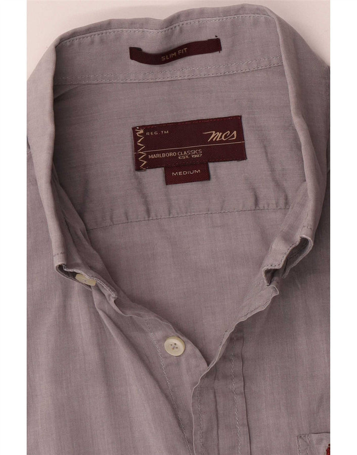 Camisa Marlboro Classics Hombre Slim Fit Gris Medio