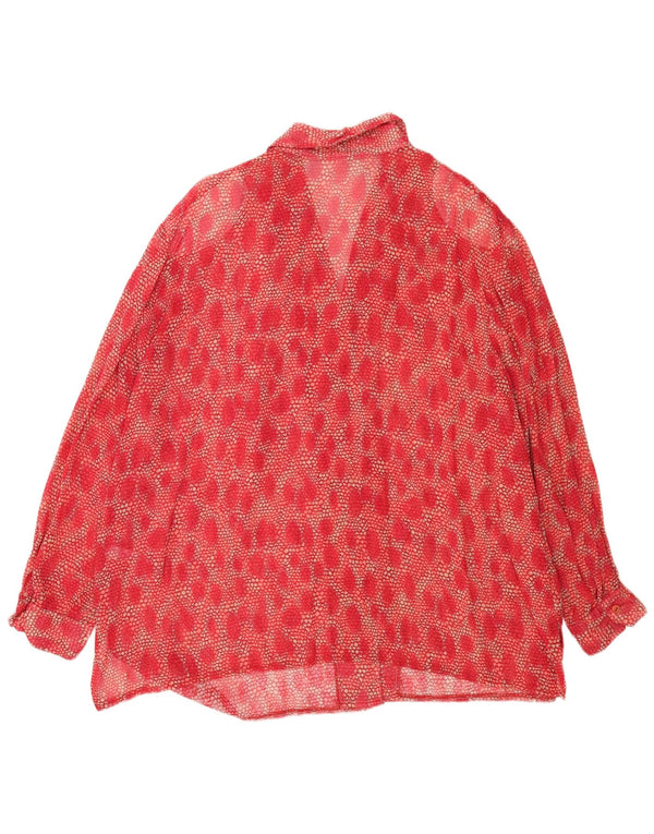 Vintage mujer camisa blusa Reino Unido 26 5XL rojo floral viscosa