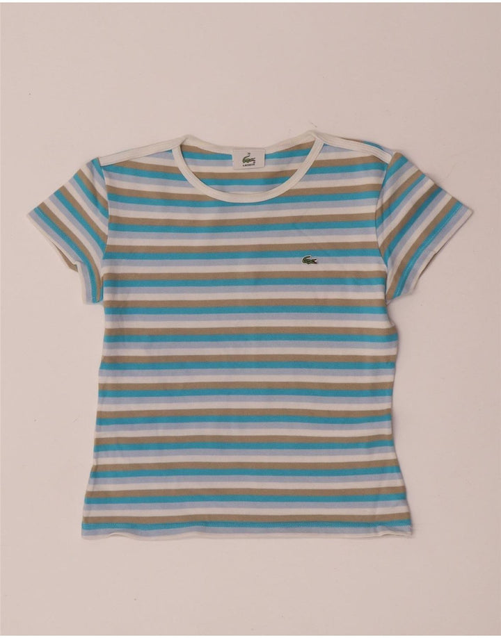 Camiseta corta para mujer Lacoste Talla 38 Mediana Algodón a rayas multicolor