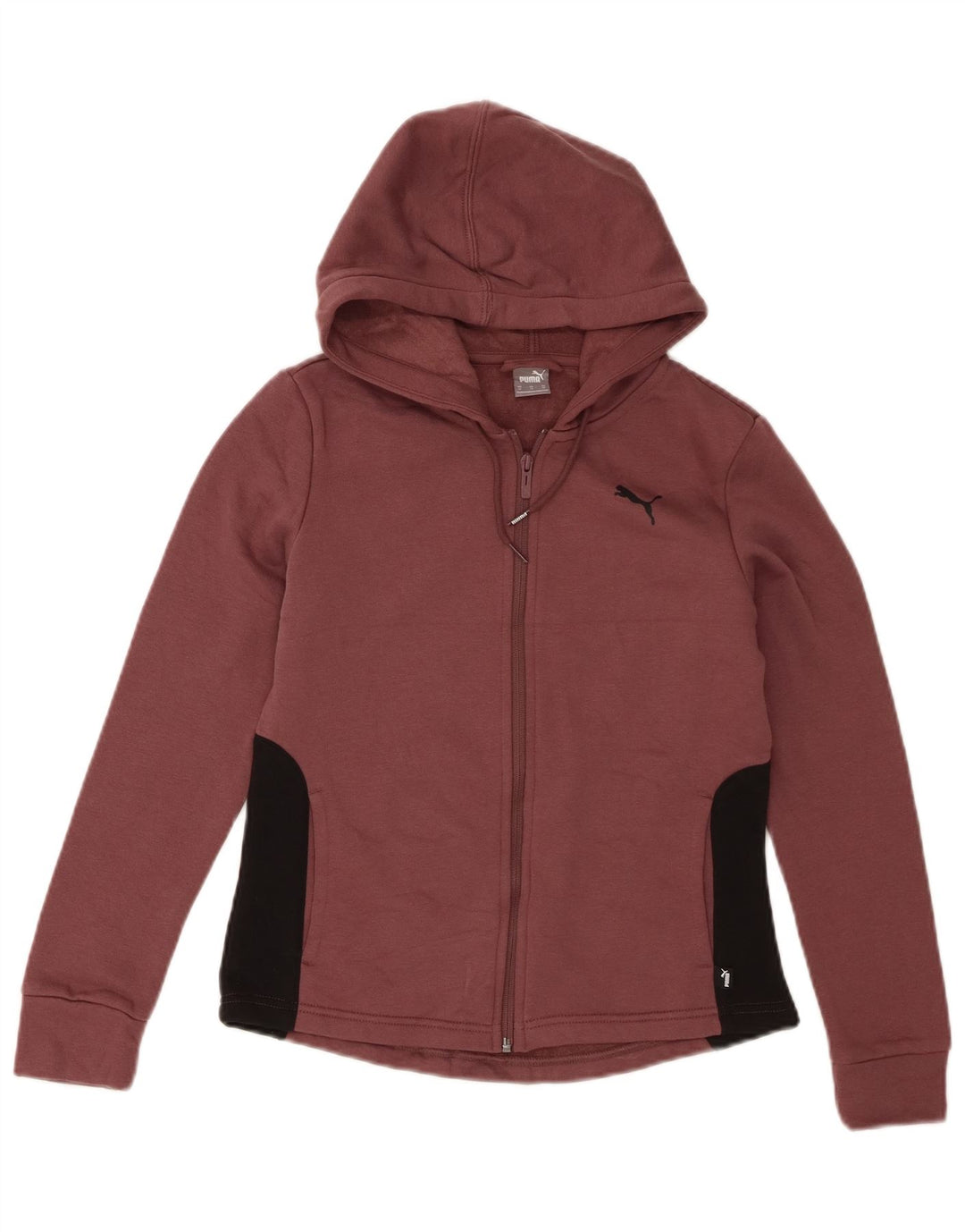 PUMA Womens Zip Hoodie Sweater UK 12 Medium Maroon Colourblock