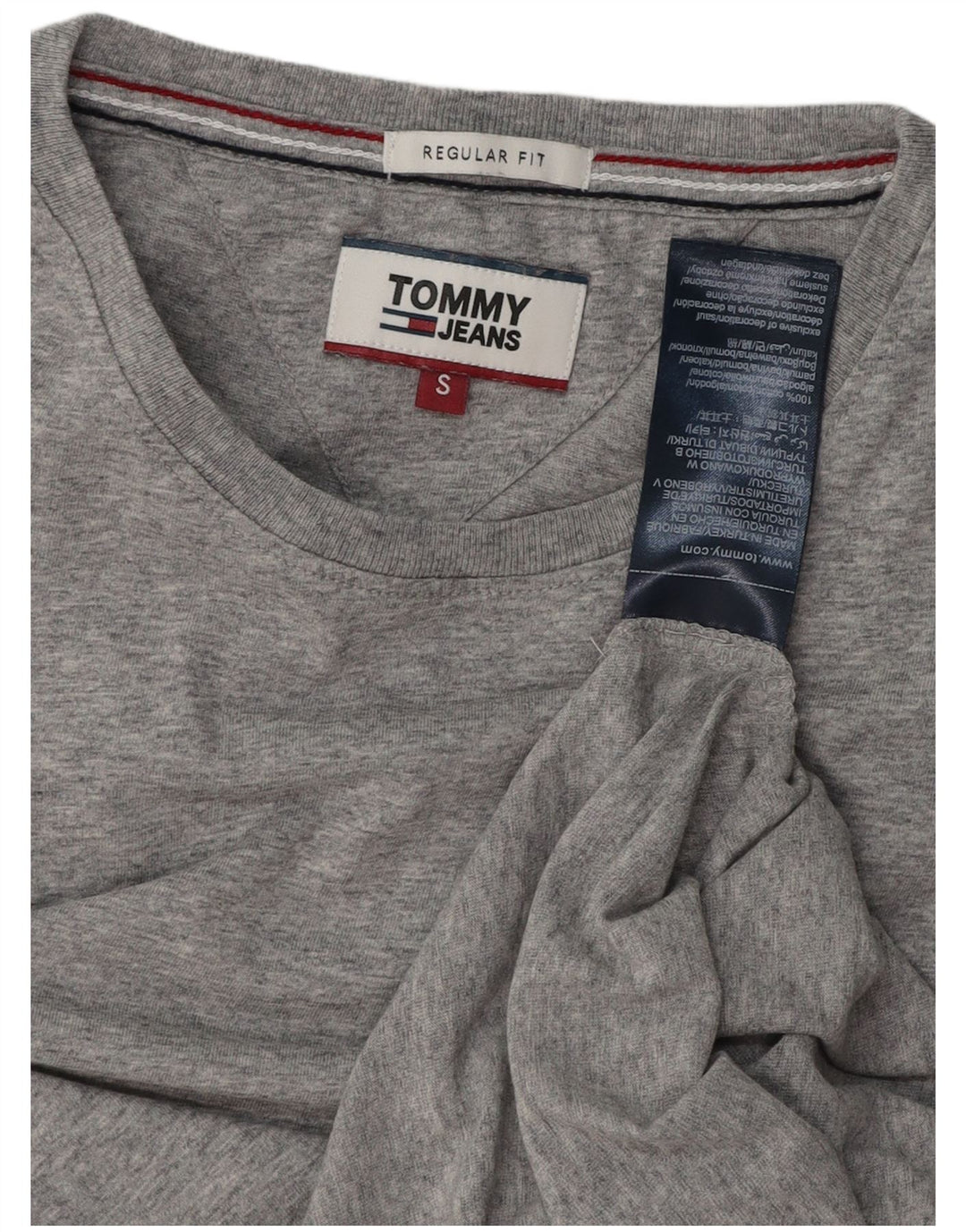 TOMMY HILFIGER Camiseta Regular Fit para Hombre Top Small Gris Algodón