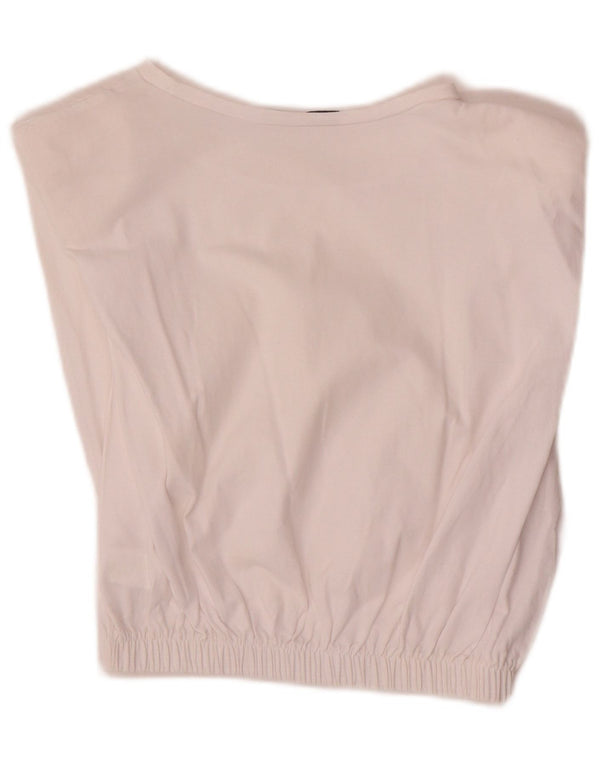Zara Mujer Crop Blusa Top Reino Unido 42 Medio Algodón Blanco