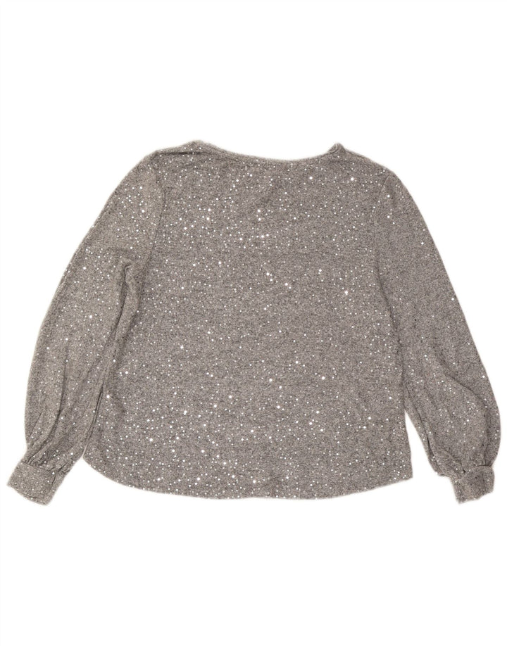 Oasis Blusa de manga larga para mujer UK 46 Large Viscosa gris