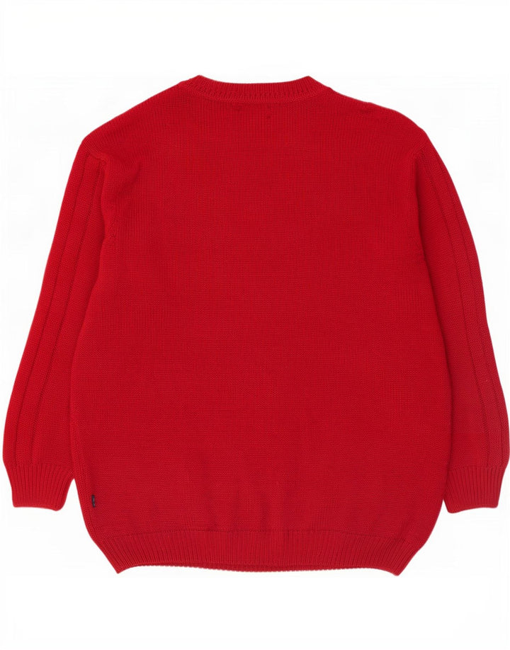 Daniel Hechter Jersey de cuello redondo para hombre, talla 4XL, lana burdeos