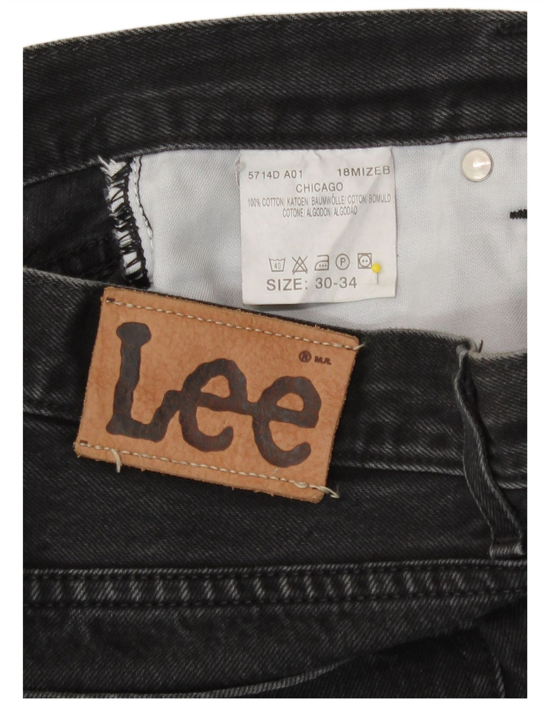Lee Vaqueros rectos Chicago para hombre W30 L34 Algodón negro