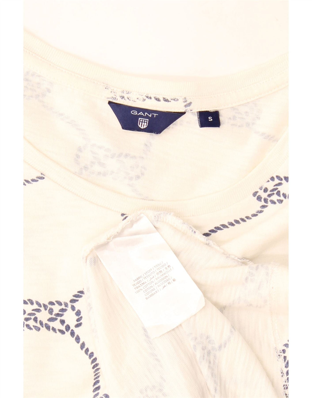 GANT Camiseta con estampado abstracto para mujer, talla 40, talla pequeña, algodón blanco