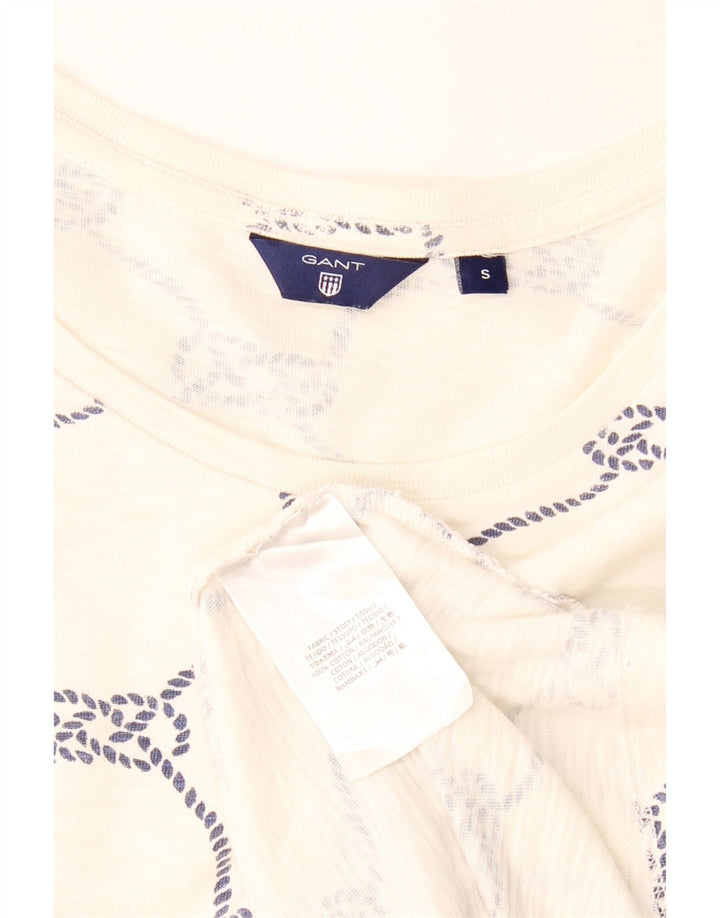 GANT Camiseta con estampado abstracto para mujer, talla 40, talla pequeña, algodón blanco