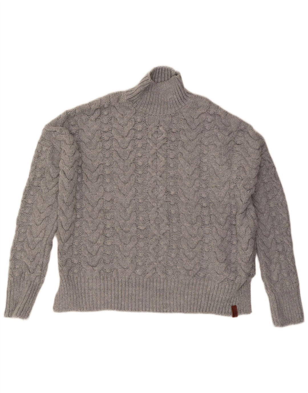 Superdry Jersey extragrande con cuello alto para mujer, talla 44, color gris medio