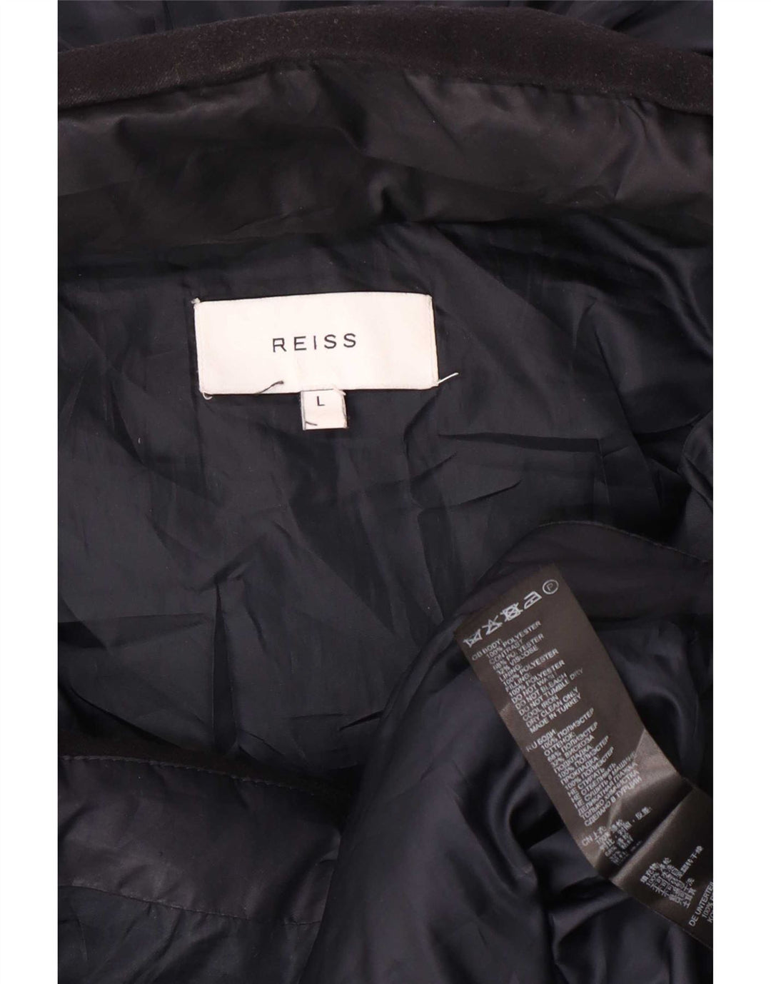 Reiss Chaqueta acolchada con capucha para hombre UK 40 Large Poliéster color azul marino