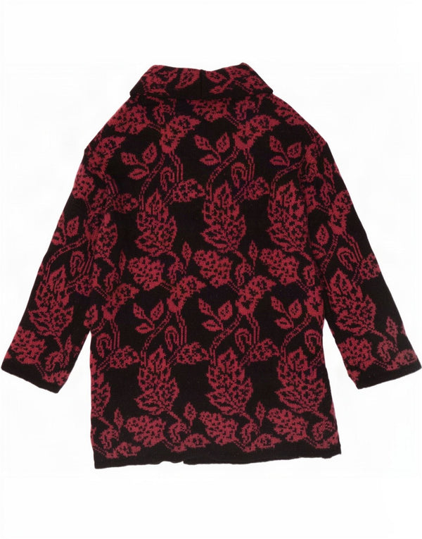 Laura Ashley Suéter tipo cárdigan largo para mujer UK 10 Small Black Floral
