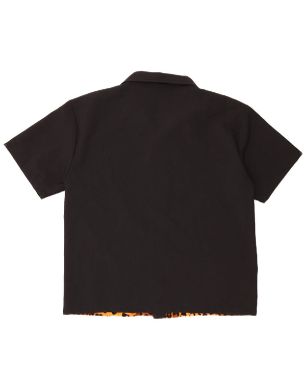 Camisa Vintage Hombre Manga Corta XL Negro Animal Print Poliéster