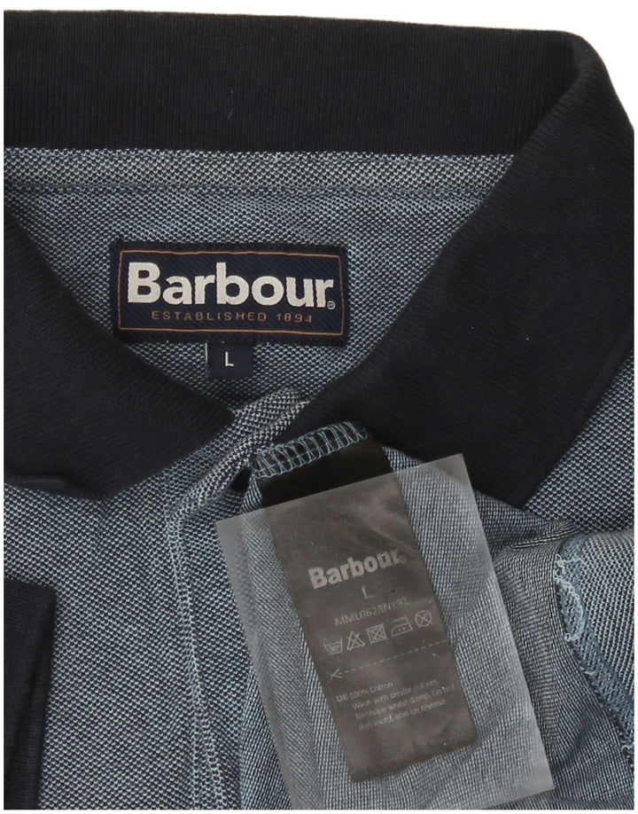 Polo Barbour para hombre de algodón con bloques de color azul marino grande