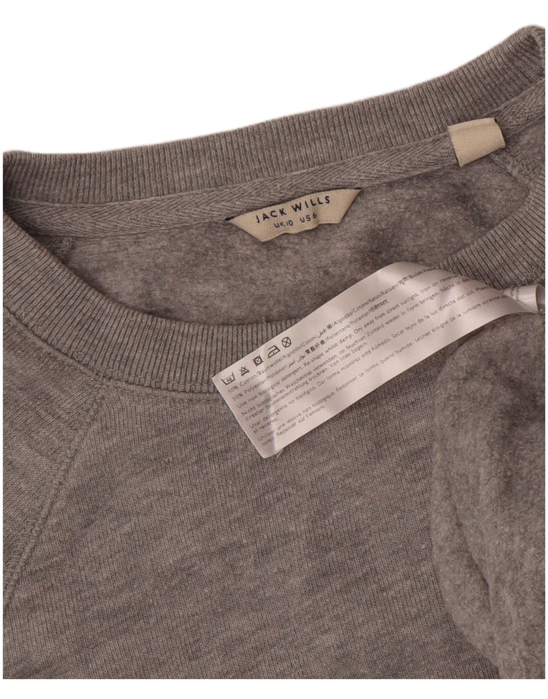JACK WILLS Sudadera para mujer Jumper UK 10 Pequeño algodón moteado gris