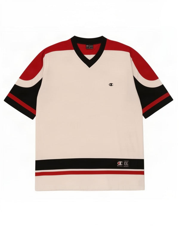 Champion Camiseta gráfica para hombre Top 2XL Algodón color block blanco
