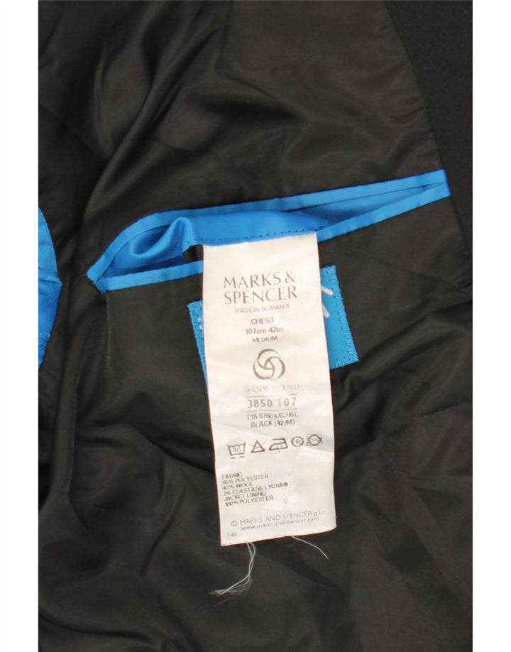 Marks & Spencer Chaqueta tipo blazer de 2 botones para hombre UK 42 Grande Poliéster negro