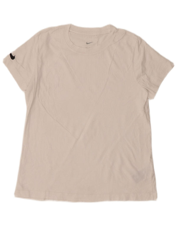 NIKE Womens T-Shirt Top UK 12 Medium White Cotton